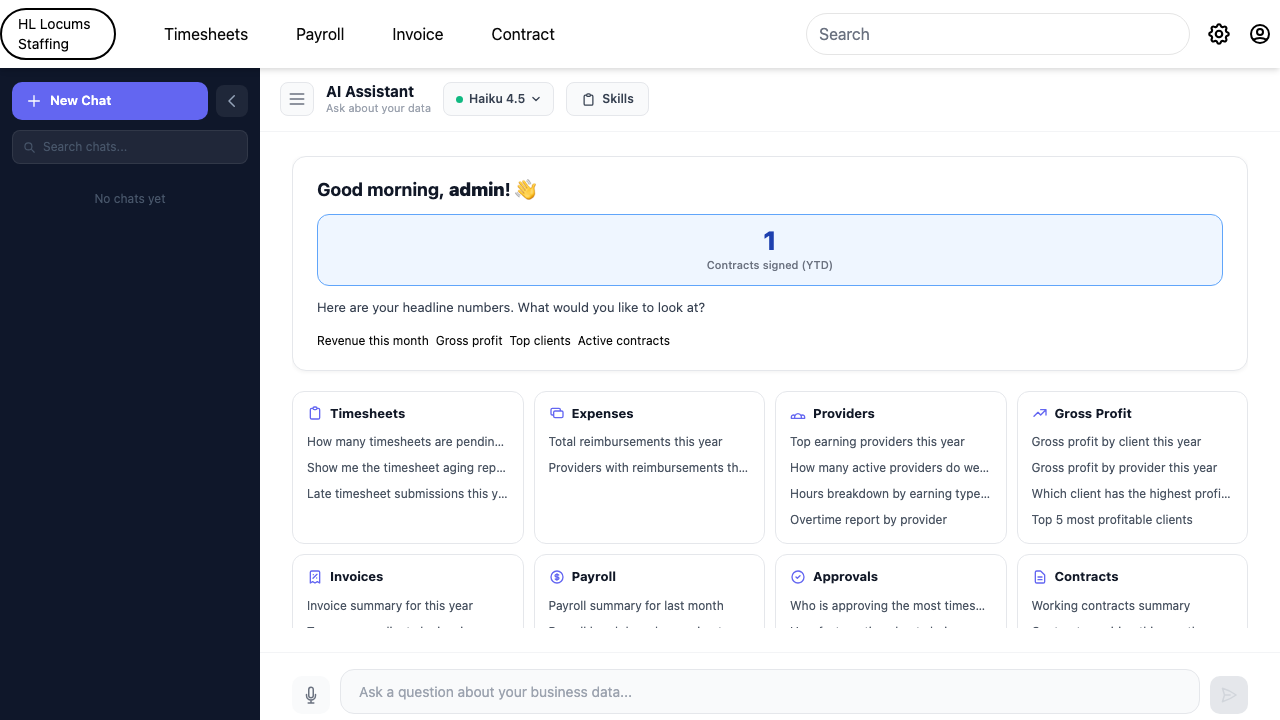 Screenshot: the AI assistant message box with the question field and the voice-input button highlighted.