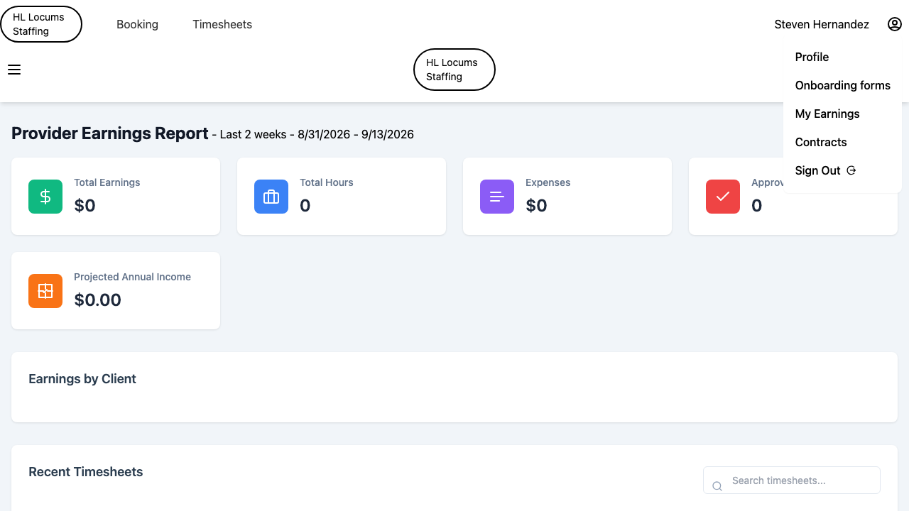 Screenshot: the top-right profile menu open, with "My Earnings" highlighted.