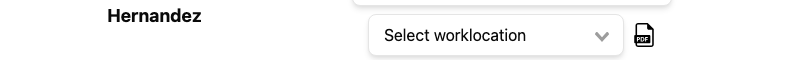 Screenshot: the timesheet header with the Timesheet PDF and Invoice PDF icons highlighted.
